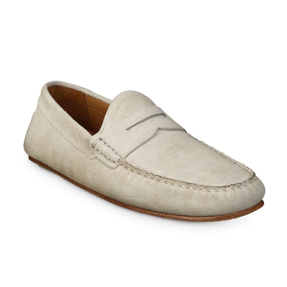 Allen Edmonds Super Sport Penny Loafer in Light Grey Suede Size 10EEE
